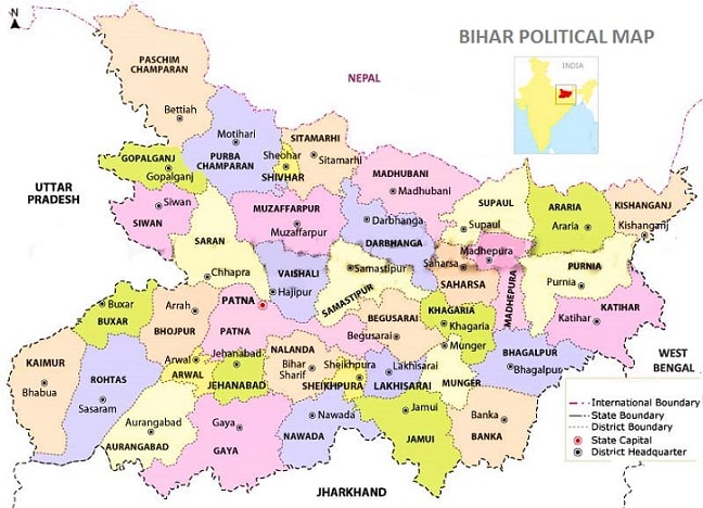 Physical Map Of Bihar