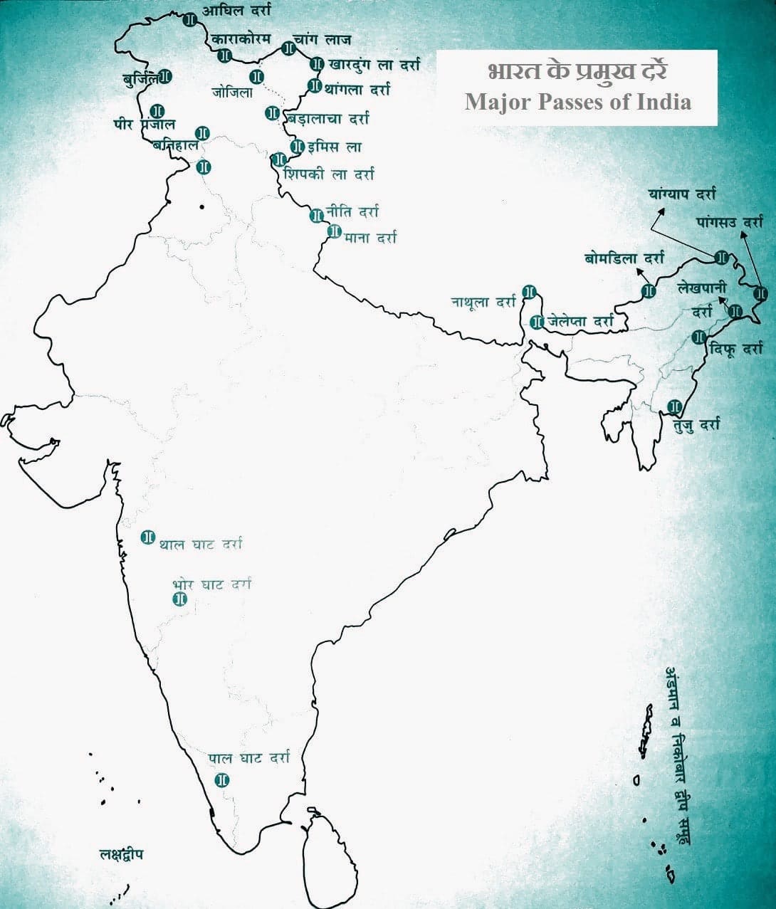 Important Passes Of India Map